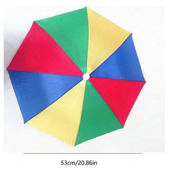 Umbrella Hat Rainbow Color Block Collapsable - Picture 6 of 6